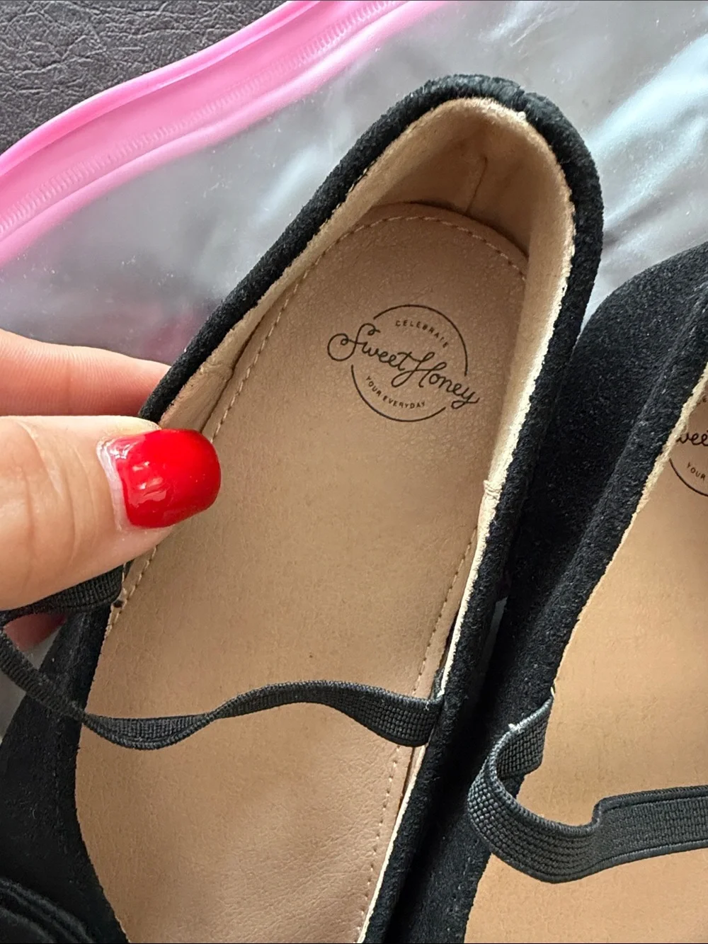 SweetHoney Black Suede Bow Ballet Flats Girls Size 13